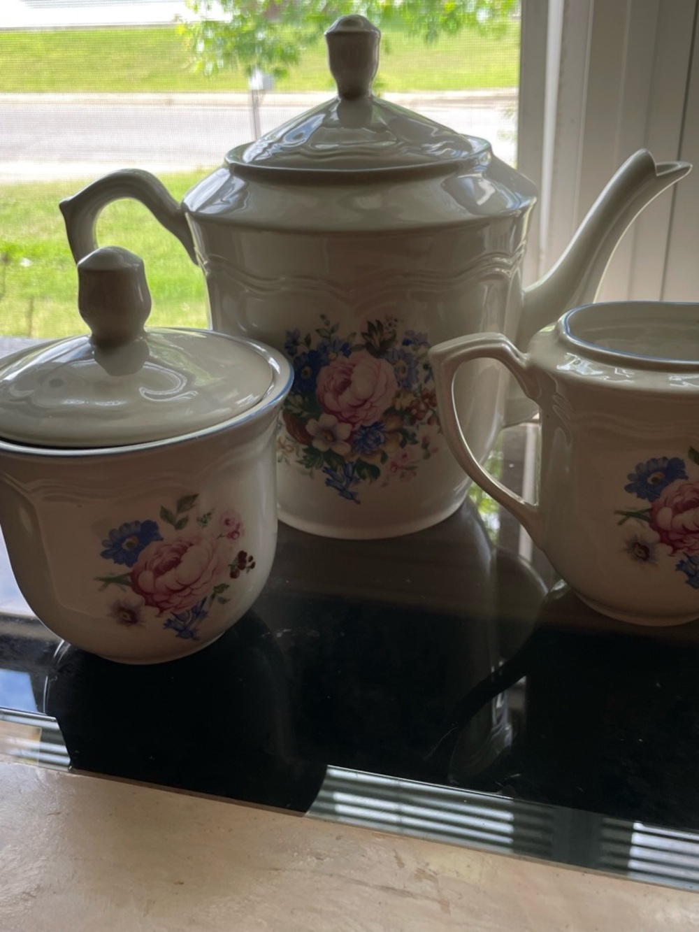 Vintage 3 piece Perugino Stoneware Tea Set – Floral Rose Pattern